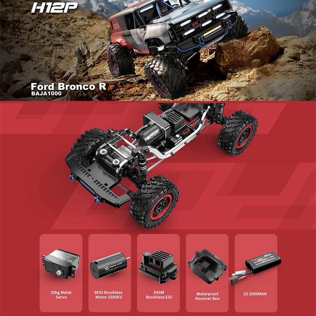 Mjx New Hyper Go 1:12 4WD Brushless H12p Remote Control Car, High-Speed Four-Wheel Drive Climbing Off-Road Vehicle Model Toys