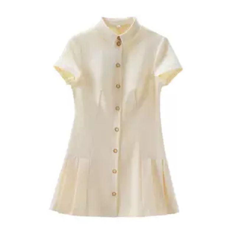 

Za Export New Arrival Women s Clothing ZR Fashion Style Fashion Pure Color Shirt Style Mini Dress 2674870 Beige M