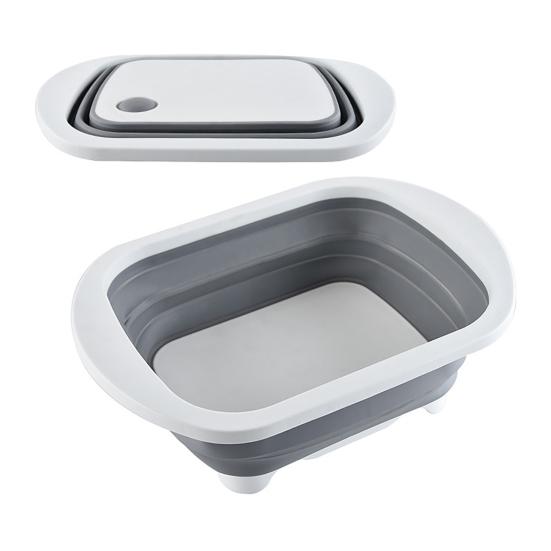 Planche à découper pliable Double couche Planche à découper de cuisine Panier à vaisselle Organisateur de cuisine portable pour la maison, le camping, les voyages