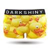 DARK SHINY Women's Boxer Briefs, Microfiber, Yellow Duck Print, Dark Shiny, Quick-Drying, Stretch, Comfortable Fit, Underwear, Gift