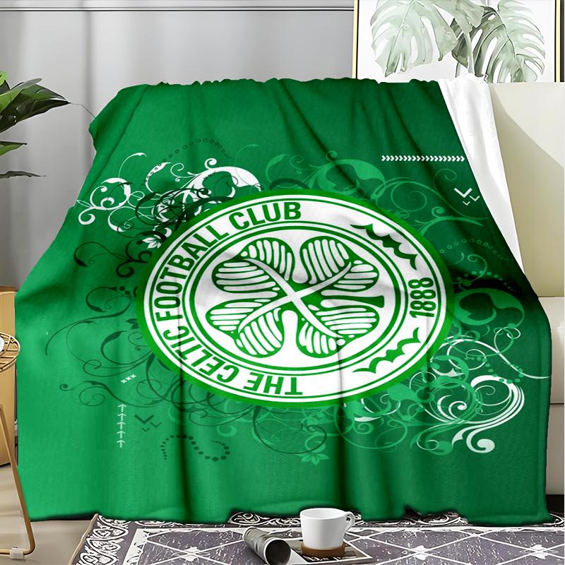 1pz Coperta Morbida in Flanella Stampata con Stemma del Celtic Football Club per Camera da Letto Adulti Soggiorno Divano Campeggio Viaggio Regali per Fan Regali di Natale