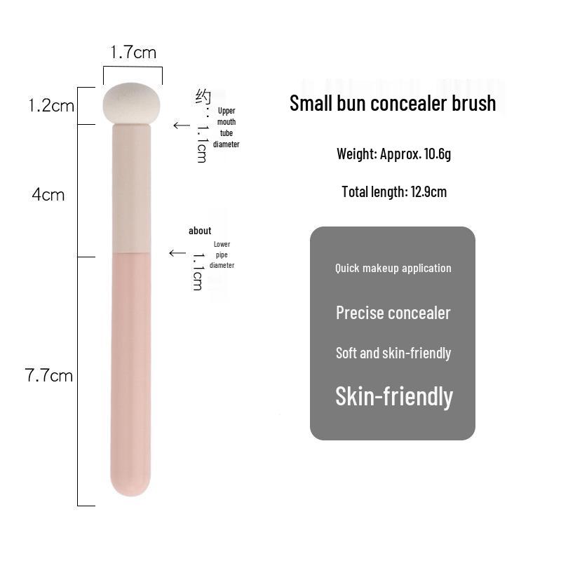 

Compact Mantou Concealer Brush: Sponge Head for Dark Circles & Acne; No Absorbing or Brush Marks.
