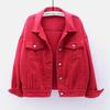Damen Übergröße Koreanischer Stil Farbige Jeansjacke - Kurz, Lockere Passform, Langärmlig, Frühling & Herbst Kollektion