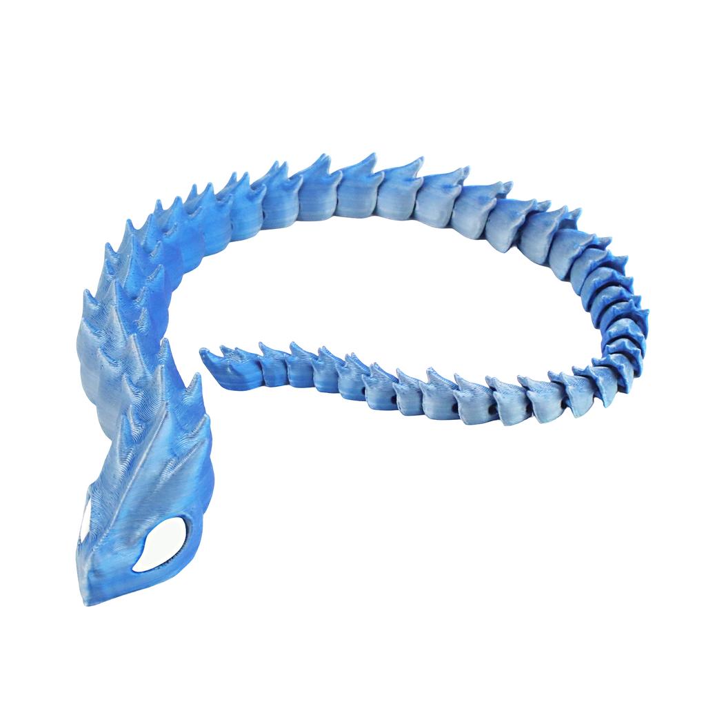 3D Printed Blue Silver Mecha Battle Dragon, Model Ornaments, Entertainment Toys, 3D Multi-Color Printing Technology Gifts