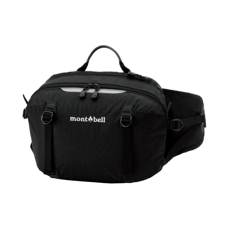 MONTBELL Trail 7L Casual Lightweight Solid Color Logo Zipper Fanny Bag Outdoor Bag Nylon Black Unisex Couple Style