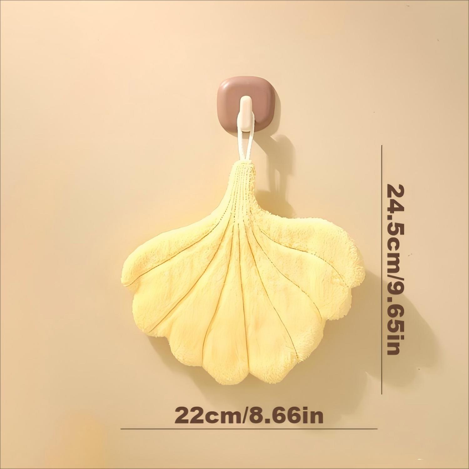 1Pc Maple Leaf And Ginkgo Leaf Coral Fleece Hand Towel - Thick, Absorbent Quick-Drying Hanging Towel With Leaf Pattern Design Soft Coral Fleece Cloth Ginkgo leaf