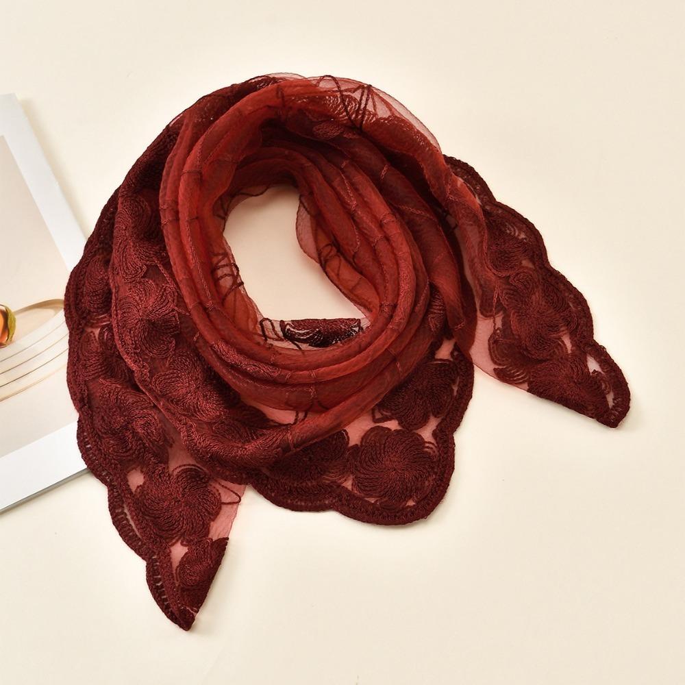 Versatile Floral Embroidery Scarf Floral Embroidery Hair Wrap Women's Headwear Accessory