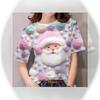 Christmas Santa Print Short Sleeve T-shirt, Festive Casual Holiday Top