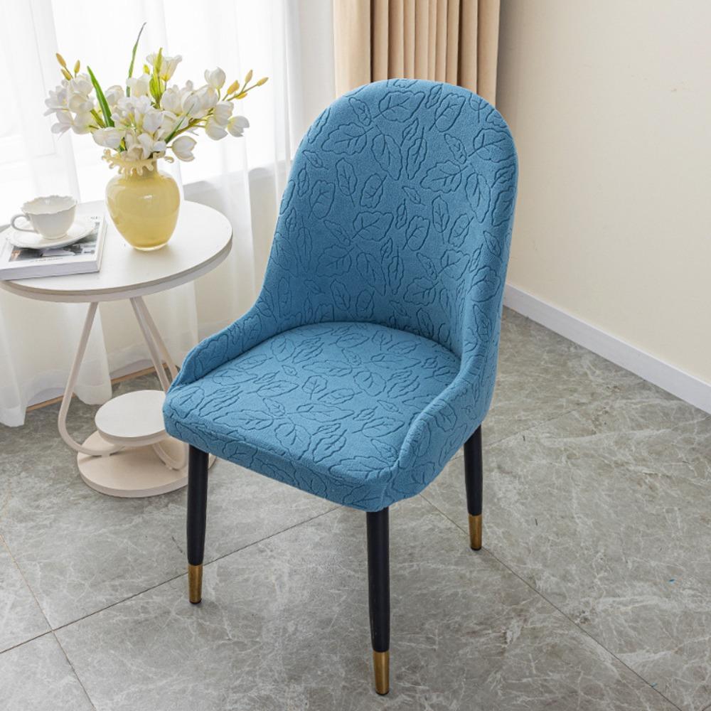 

Simple 3D Jacquard Curved Armchair Covers Semicircle Dustproof Chair Slipcovers Elastic Seat Covers For Home Office синий
