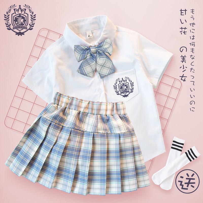 Children's Short-Sleeved JK Uniform Skirt Full Set Girls' Suit Student Uniform