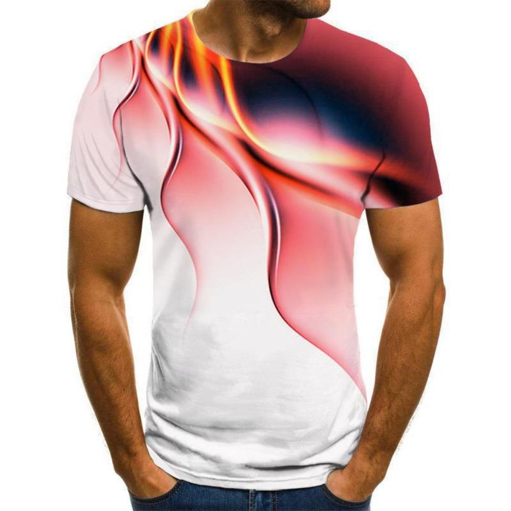 Summer hot selling 3D camouflage line printed men's sports and leisure round neck short sleeved T-shirt