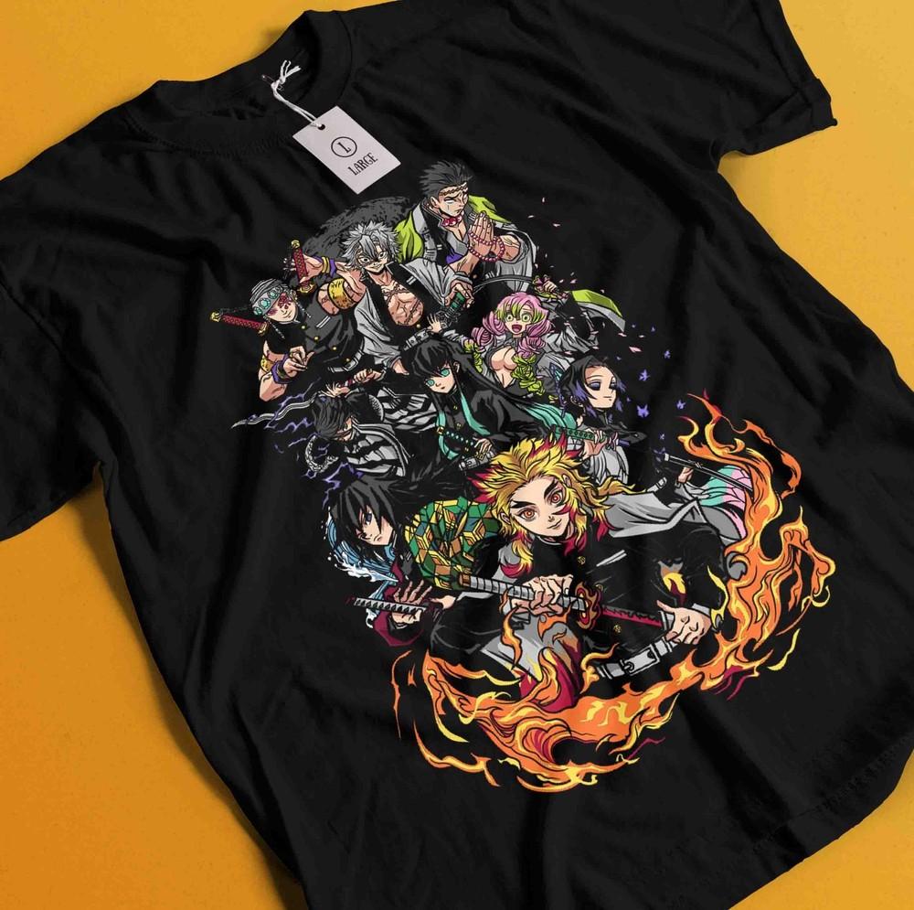 

Demon Slayer Shirt Tanjiro Tshirt Zenitsu T-Shirt Muzan Doma Tee Inosuke Nezuko 4XL