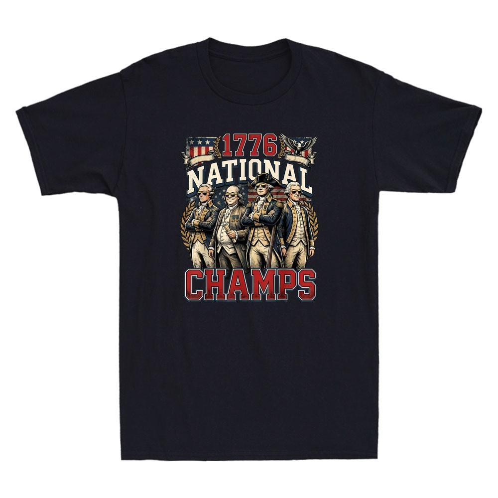 1776 National Champs Funny Patriotic America Founding Father Retro Men s T-Shirt S