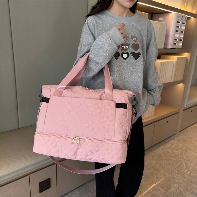 New travel bag Mother and child rhombus dry and wet separation fitness bag Large capacity yoga sports bag Birth boarding bag Women