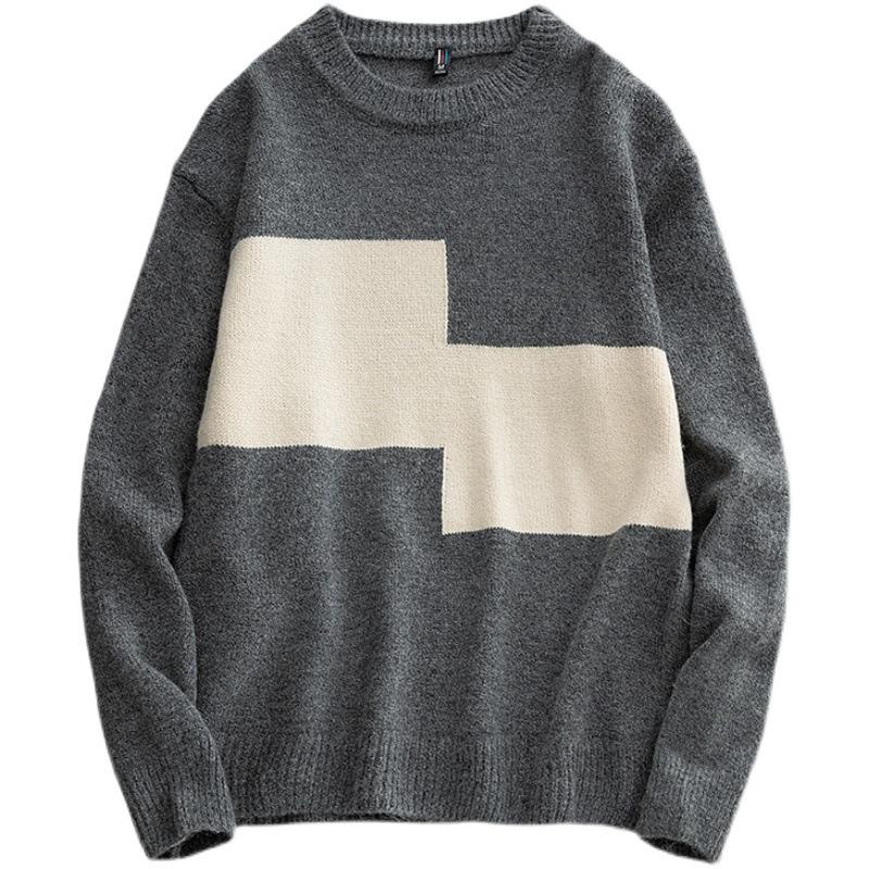 Winter Men 'S Round Neck Thicken Sweater Loose Knitwear Sweater Warm Bottoming Shirt 