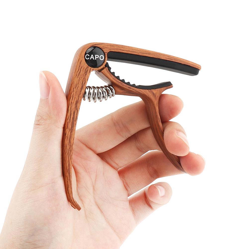Aluminum Alloy Metal Wood Grain Guitar Capo with Pin Puller for Acoustic Guitar Ukulele Tuning