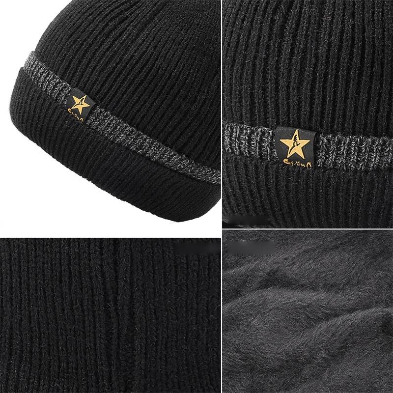 Winter Wool Hat Warm Neck Cap Two-Piece Set Outdoor Cold-Proof Knitted Hat Color-Matching Knitted Hat