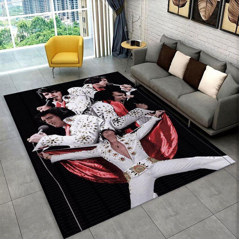 Retro The King E-Elvis Presley Non-Slip Area Rug for Living Room,Bedroom,Playroom,Soft Carpet Floor Mat Home Decor Rug Room