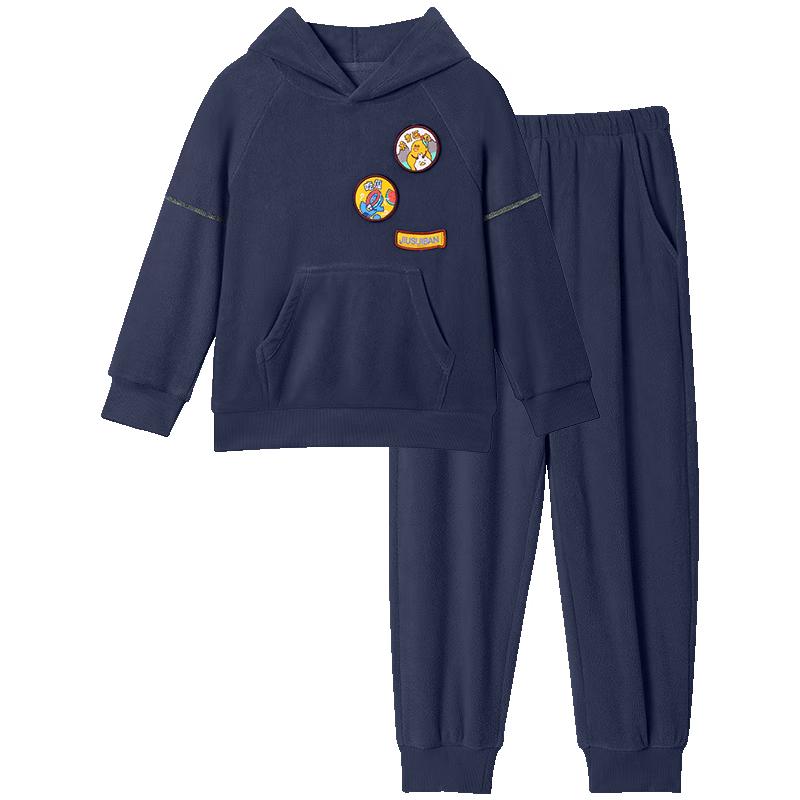 Kids & Teens Anti-Static Thick Fleece Hooded Pajama Set 160