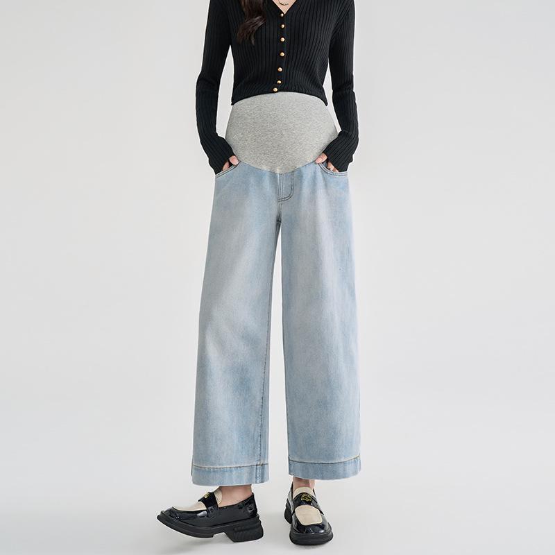 

Джинсы из флиса для беременных с поддержкой: Осенне-зимние свободные прямые брюки 9/10 слим для беременных XL