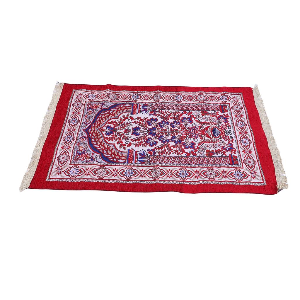 Pray Rug Thick Soft Embroidered Praying Mat with Tassel for Women Men Children Meditation