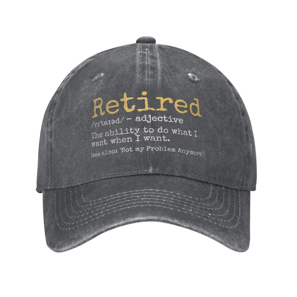 Moda 2025 Definizione di Pensionamento Divertente Scherzo sul Pensionamento Cappellino da Baseball Unisex Usurato Lavato Snapback Cappelli Regolabili per Esterno Cappello