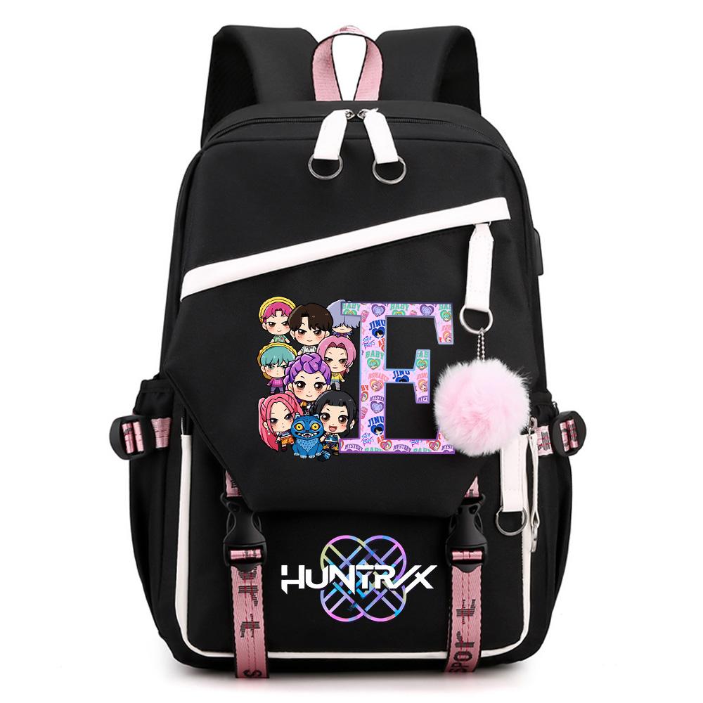 26 Engelsk Bokstav K-pop Demon Hunters Tryckt Ryggsäck med Stor Kapacitet för Tonåring Student Flicka Pojke Skolväska Bokväska Kvinnor Vattentät Resväska Gåva