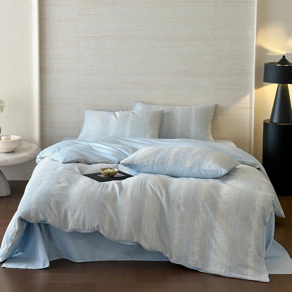 100% Cotton Three-ply Gauze Bedding Set Queen Soft Breathable Queen Duvet Cover Set with Sheets Washed Quilt Cover Pillowcases