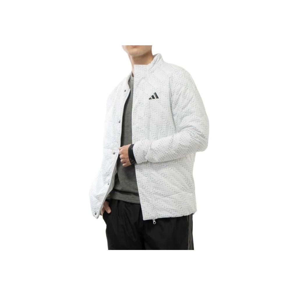 Adidas Logo Stand Collar Loose Long Sleeve Jacket Men Outerwear White HY0980