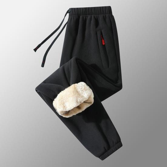Pánské podzimní zimní kalhoty Silný plus střední elastický pas Měkké zateplené kotníkové volné volné ležérní jednobarevné kapsy sportovní jogging dlouhé kalhoty tepláky