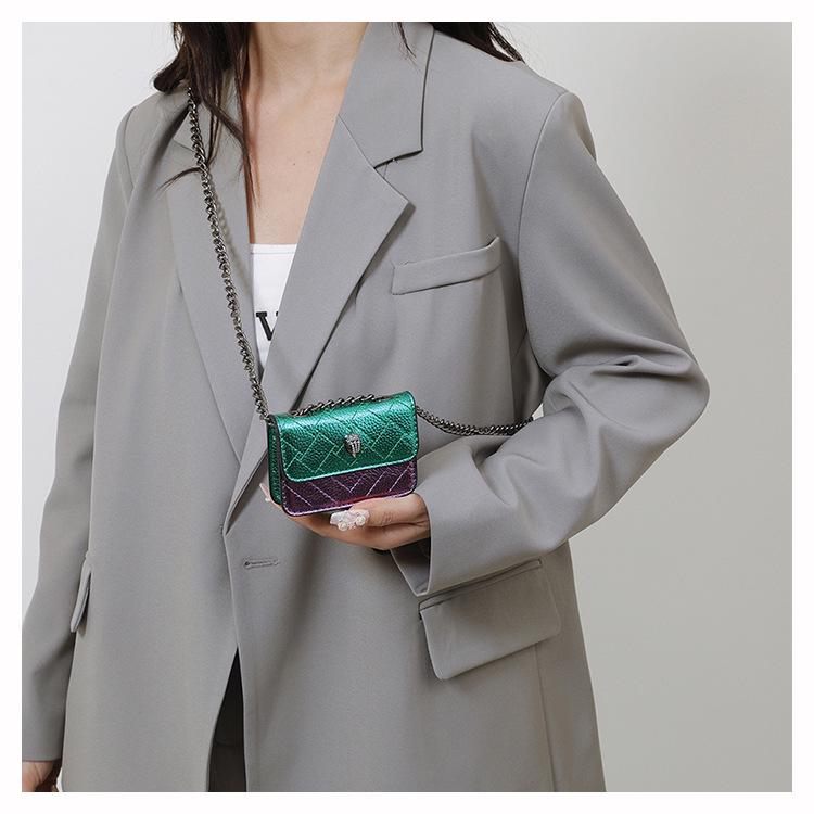 2025 Frühling/Sommer Diamantgesteppte Mini-Ketten-Tasche - Adlerkopf Bestickte Umhängetasche