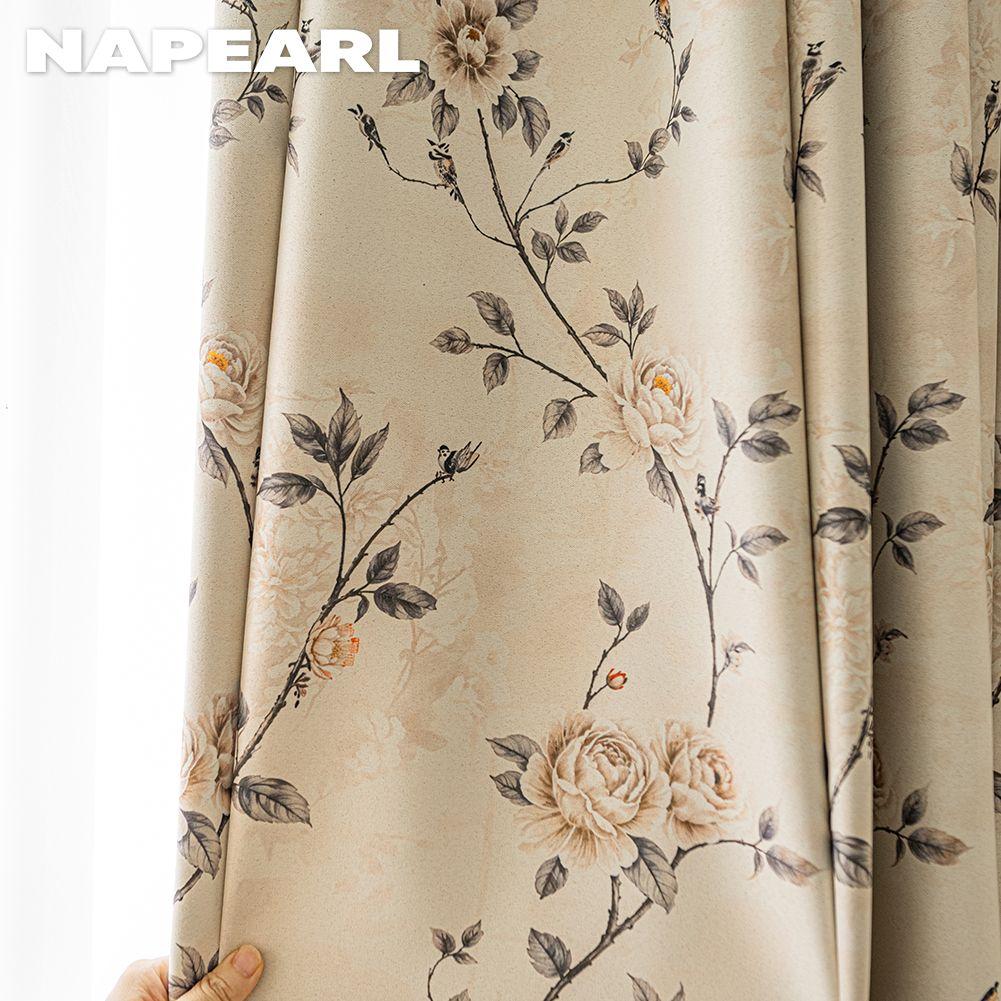1PC NAPEARL Rural Style Retro Thick Curtains High-precision Printed Blackout Curtains for Bedroom Living Room Window for Home Decor