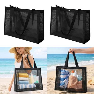 New Mesh Shoulder Bag Hollow Large Capacity Makeup Storage Bag Multifunctional Transparent Beach Bags Travel