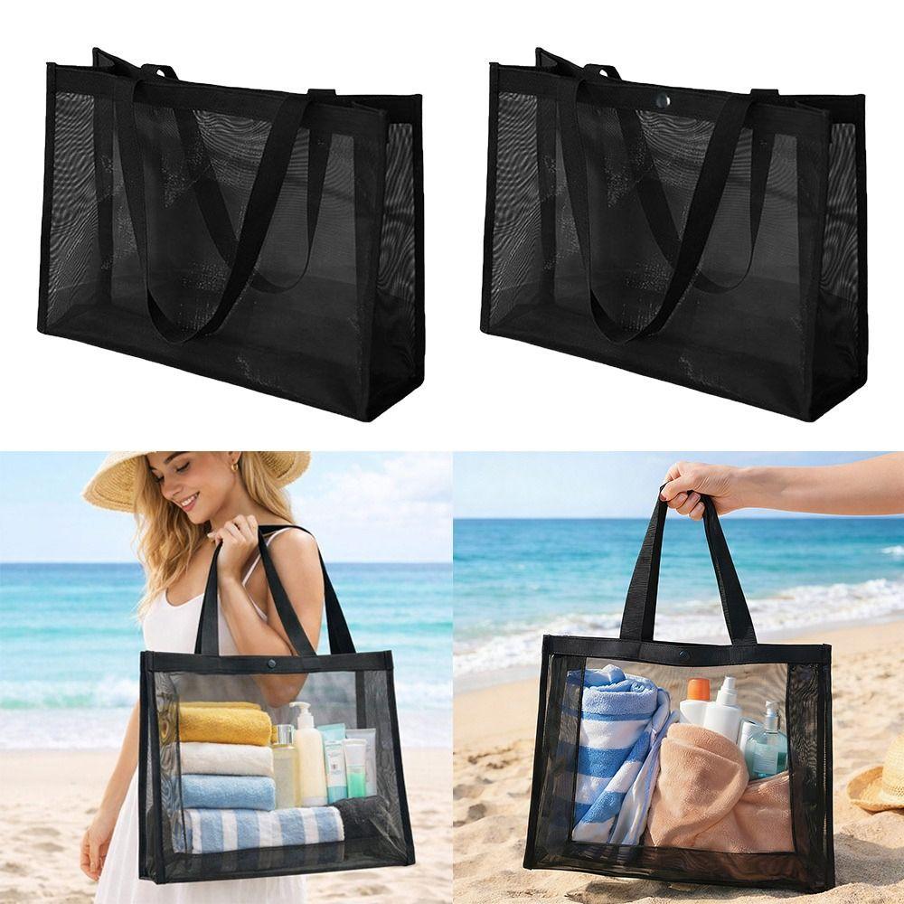 New Mesh Shoulder Bag Large Capacity Hollow Makeup Storage Bag Multifunctional Transparent Handbag Travel