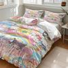 Sanrio Friends Pastel Rainbow Bedding Set Kawaii All-Over Print Duvet Cover Set With Pillowcases Girls Bedroom Anime Bed Linen