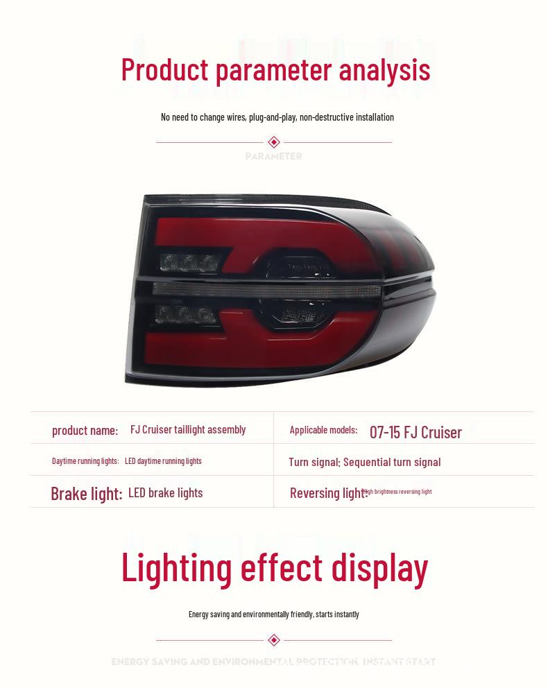 07-20 FJ Cruiser LED Taillight Assembly with Daytime Running, Brake, and Sequential Turn Signal Lights