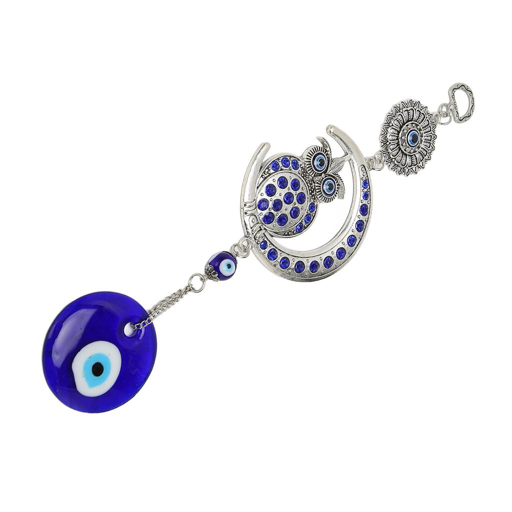 Evil Eye Talisman with Owl Pendant Blue Turkish Evil Eye Blessing Amulet for Car Home Protection