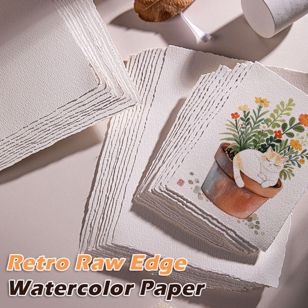 10pcs High Quality Cotton Watercolor Paper A4/A5/A6 Hand-torn Edges Drawing Paper Medium-texture Sketch Paper Art Supplies