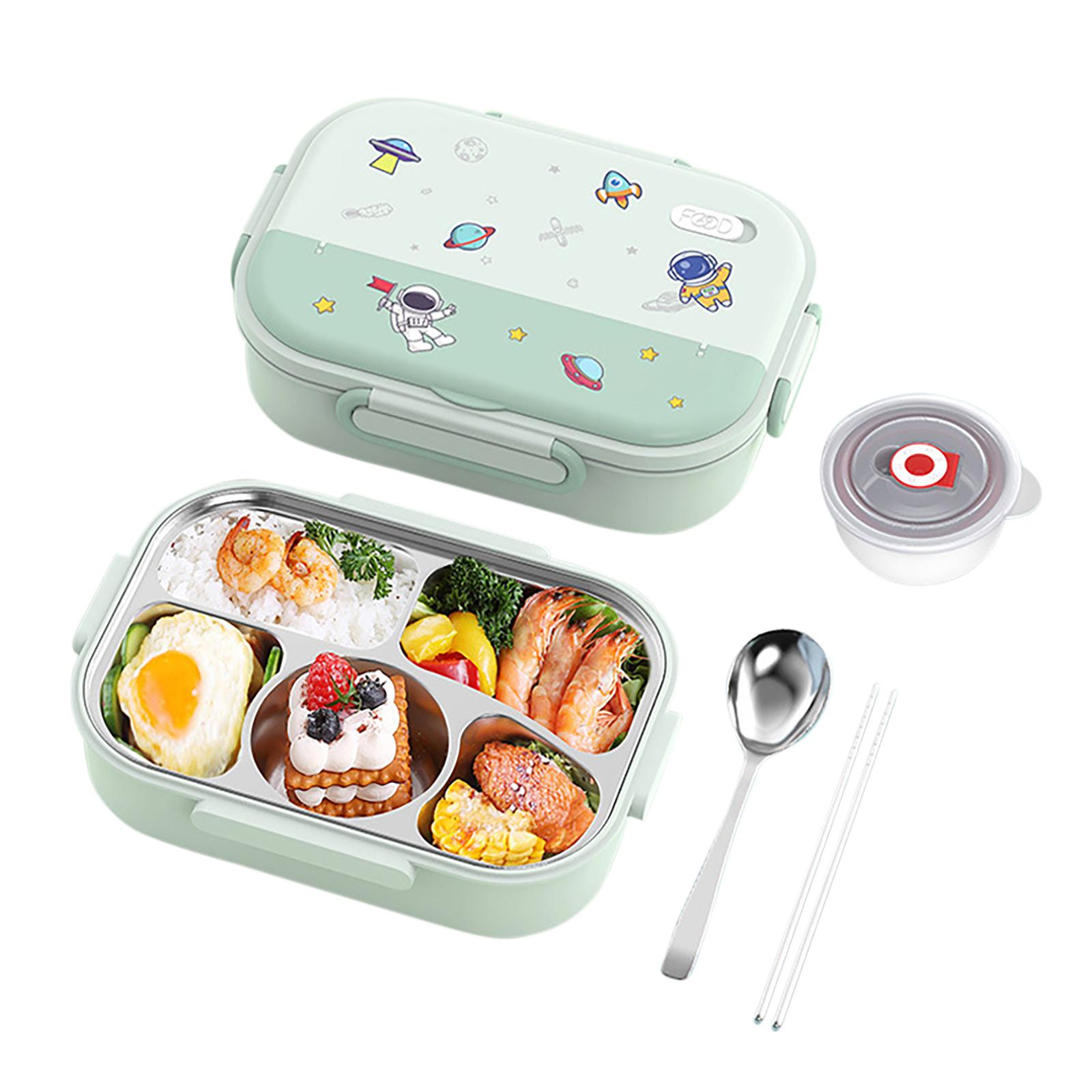 1550ml Food Storage Containers 4/5 Compartment Stainless Steel Toddler Lunch Box  Leak-Proof On-the-Go for School Travel 5 зелёный