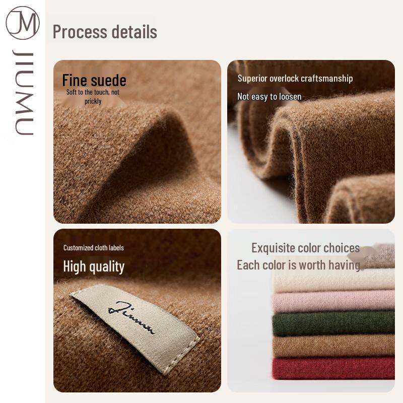 JIUMU Women's Double-Layer Warm Wool Cashmere Scarf