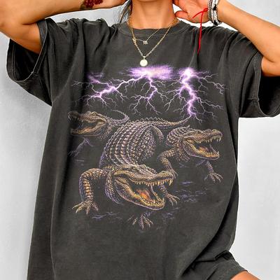 Vintage Alligator Lightnings 90s Graphic T-Shirt, Retro Gator Swamp Shirt, 90s Southern Nature Graphic Tee, Crocodile Top, Nostalgia Tshirt