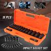 10-32mm 1/2" Inch Drive Deep Impact Metric Socket Set Air Garage Sockets 15pc Black