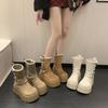 Yueyu British style thin thick-soled Martin boots women's 2025 new autumn small man height increase snow short boots