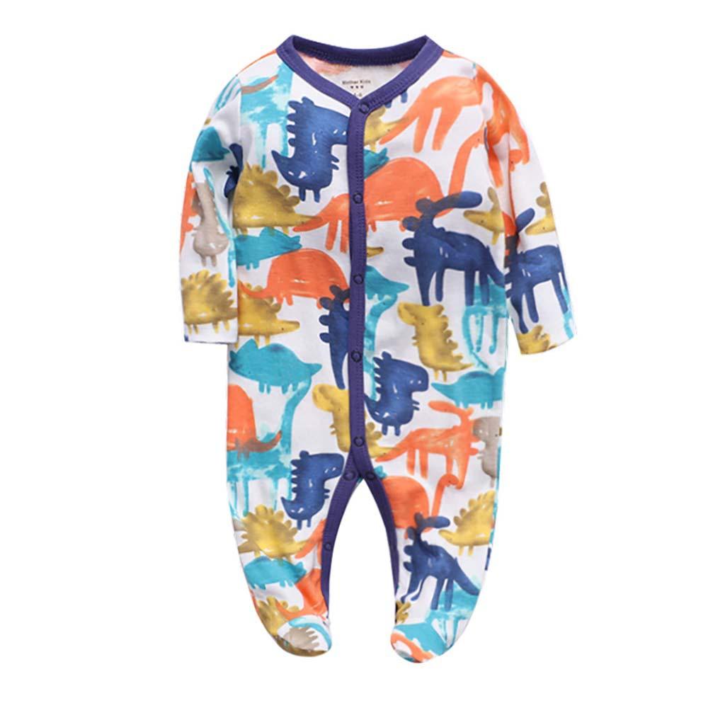 Jungen Mädchen Cartoon Gestreiften Druck Hause Strampler Pyjamas Neugeborenen Baby Kleidung