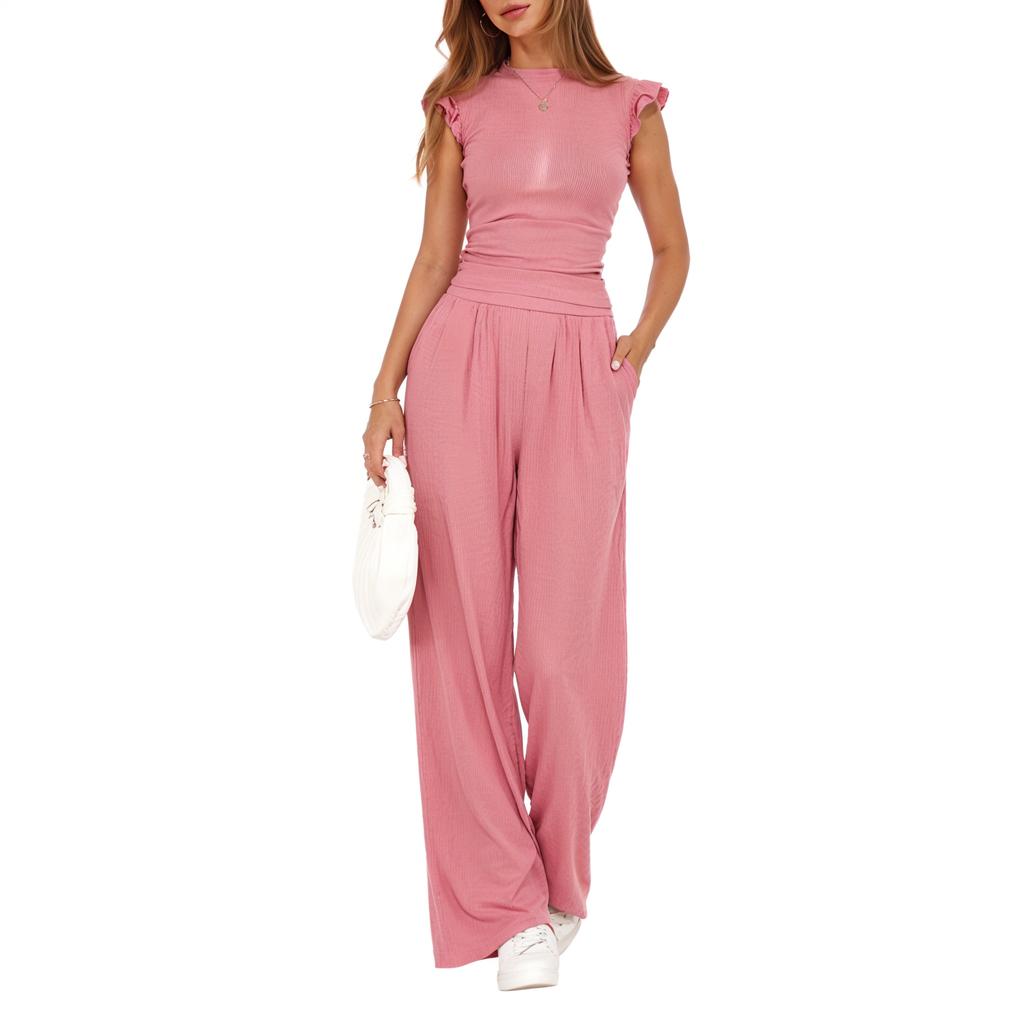 Women's Fashionable Casual Loose Wide-leg Pants Set