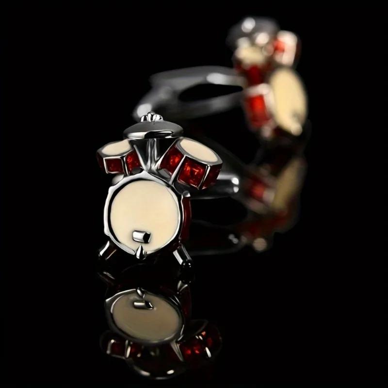 2pcs Unique Drum-Shaped Cufflinks for Men - Stylish Alloy Accessory, Perfect Gift Idea, Drum Accessories