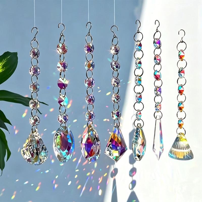 Glass Sunlight Pendant Set, 10 Piece Faceted Accent for Window Display, Party Styling and Home Room Display Use