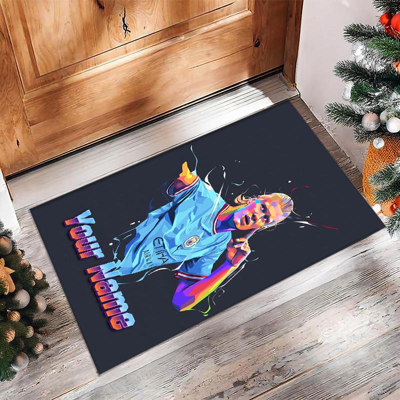 Erling Haaland Printed Crystal Velvet Rug Non‑Slip Crystal Velvet Carpet For Sofa Bedroom Indoor Home Decoration