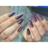 HANDMADE Artificial Nail Almond Purple Starry Cat's Eye Phototherapy Nails Fake Nails Reusable and Removable Nails