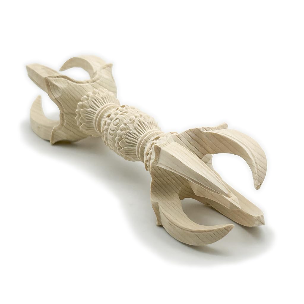 HU Trading Wooden Carved Buddhist Fixtures, Gokko Pestle, 15cm, Dharma Instrument, Vajra Pestle, Esoteric Buddhism Buddhist Instruments, g27894